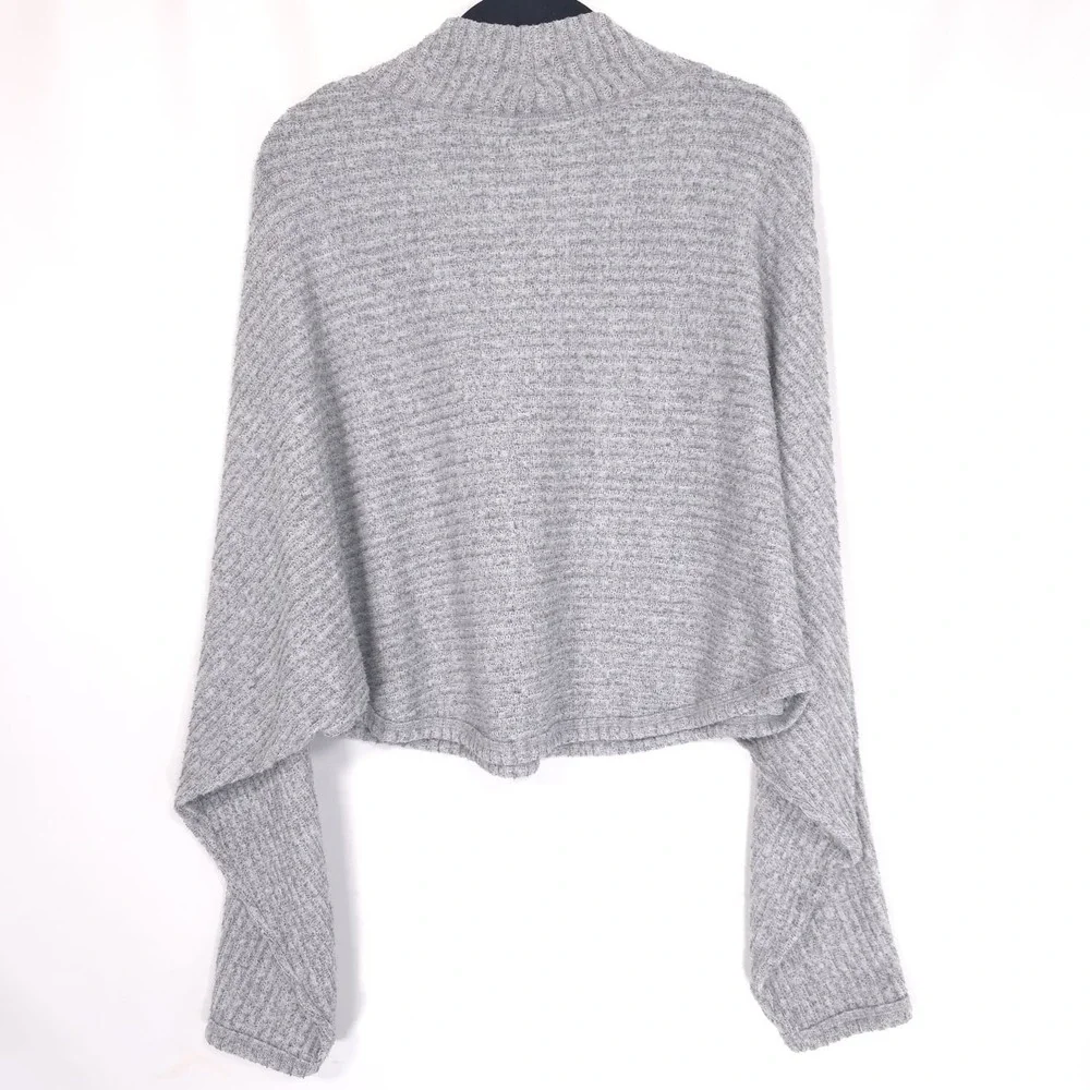 Anthropologie‎ PILCRO Size L Cozy Ribbed Turtleneck Batwing Pullover Top Gray